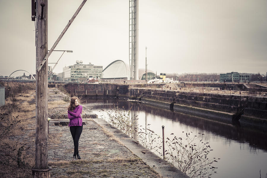 Attractive Young Woman At Derelict Glasgow Docks #6 Photograph by Theasis