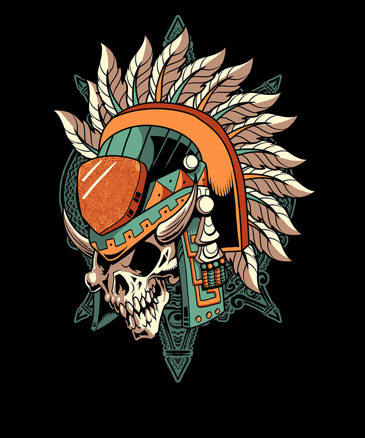 Christmas Digital Art - Aztec Inca Maya Culture Art Skull Warrior #6 by Mercoat UG Haftungsbeschraenkt