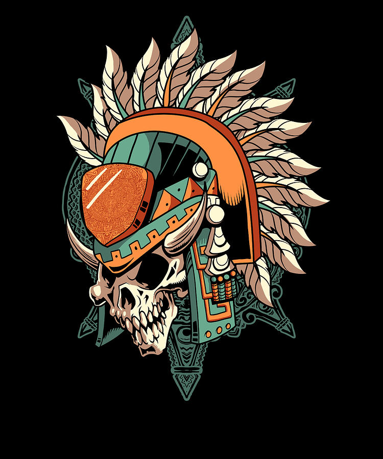 Aztec Inca Maya Culture Art Skull Warrior Digital Art by Mercoat UG ...