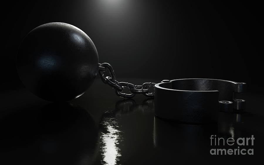 Ball And Chain In Prison #1 Digital Art by Allan Swart - Pixels