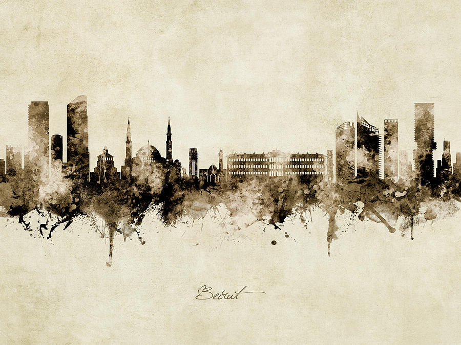 Beirut Lebanon Skyline #6 Digital Art by Michael Tompsett