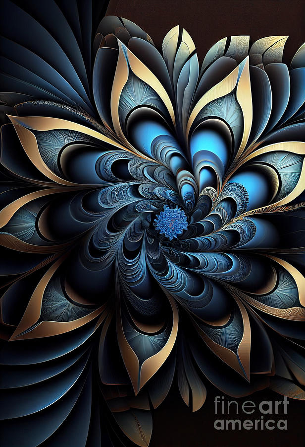 Flower Digital Art - Blue flower geometry #6 by Sabantha