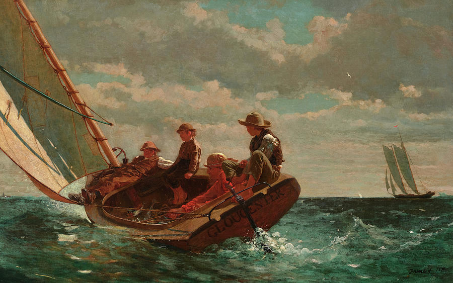 Winslow Homer Painting - Breezing Up, A Fair Wind #6 by Winslow Homer