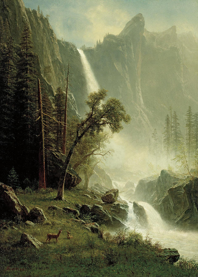 Albert Bierstadt  Painting - Bridal Veil Falls  Yosemite  #6 by Albert Bierstadt