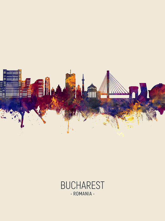 Bucharest Romania Skyline #6 Digital Art by Michael Tompsett