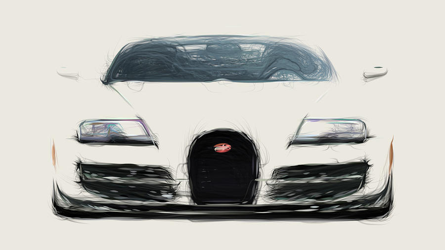 Bugatti Veyron Rembrandt Bugatti Car Drawing Canvas Print / Canvas Art by  CarsToon Concept - Pixels