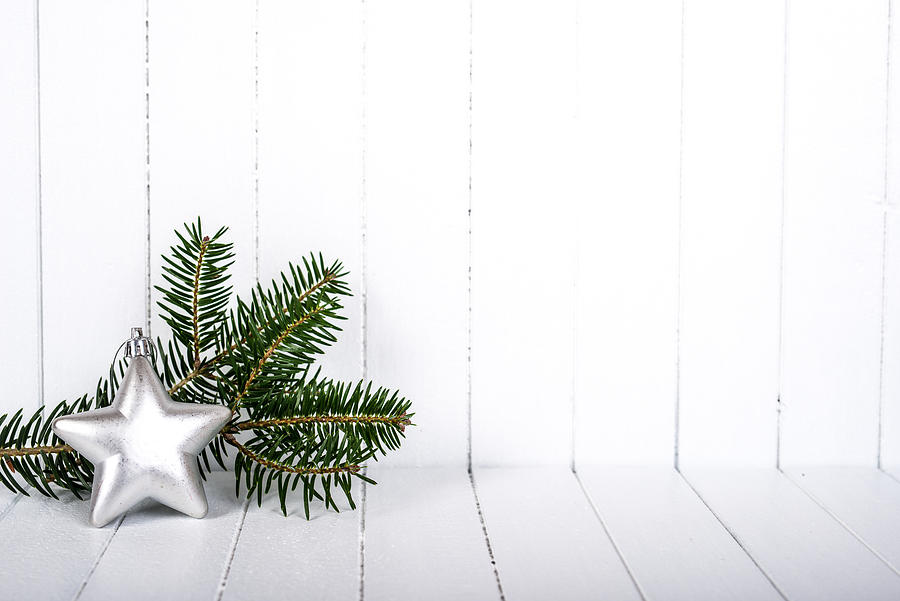 Christmas decoration over white background - selective focus, copy space #6 Photograph by DiyanaDimitrova