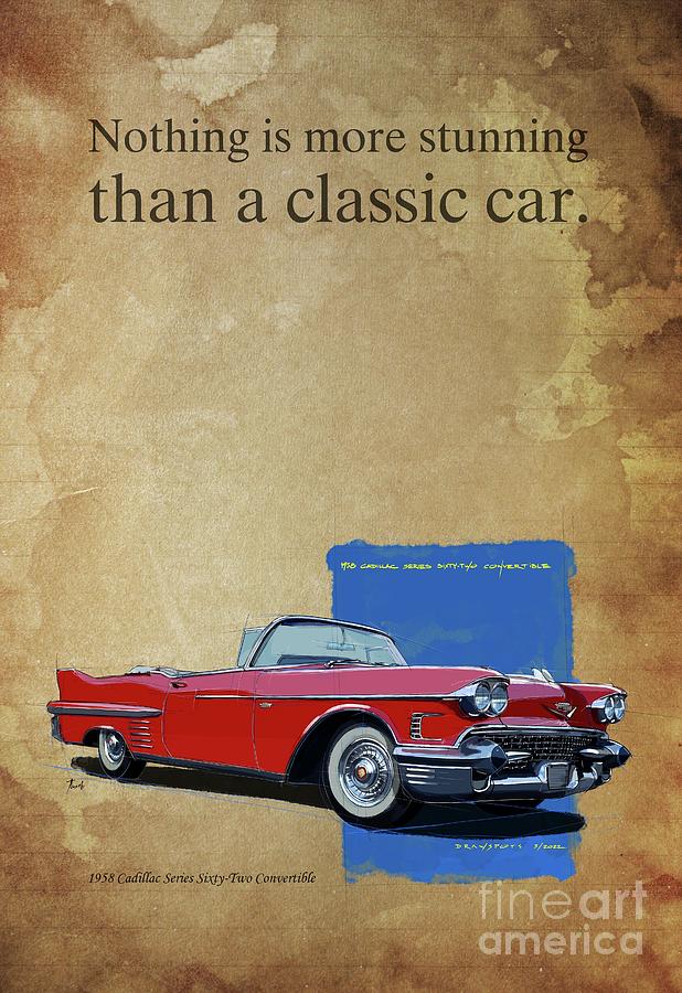 Classic Cars Quotes,Original Handmade Drawings,Drawspots,Gift for Car