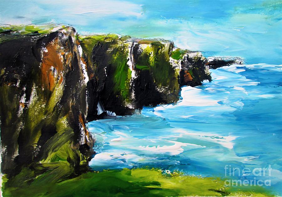 Cliffs Of Moher Paintings  #7 Painting by Mary Cahalan Lee - aka PIXI