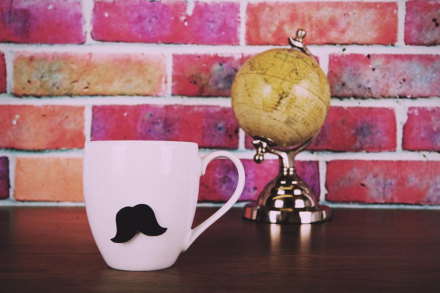 Coffee cup with a black hipster mustache  Vintage Retro #6 Photograph by Christopherhall
