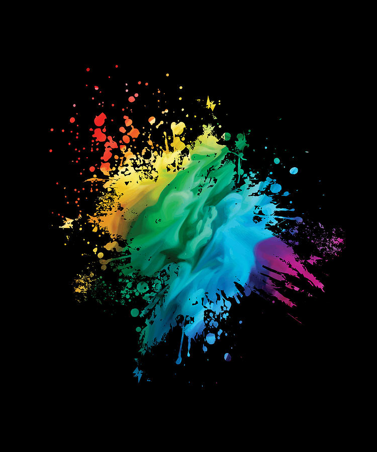 Colorful Rainbow Paint Splatter With Smoke And Fog Digital Art by ...