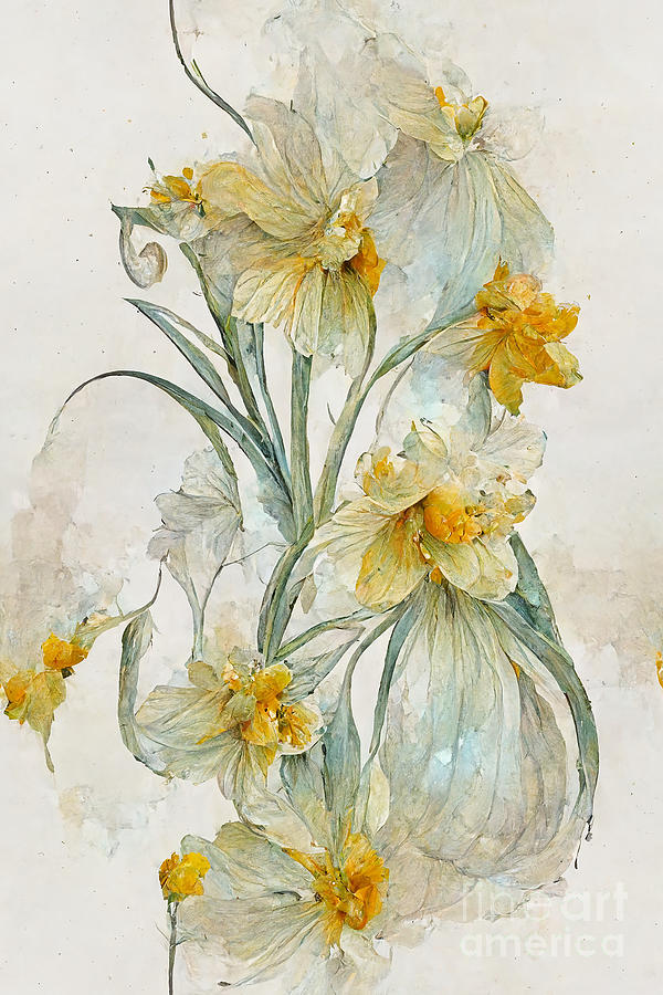 Flower Digital Art - Daffodils #6 by Sabantha