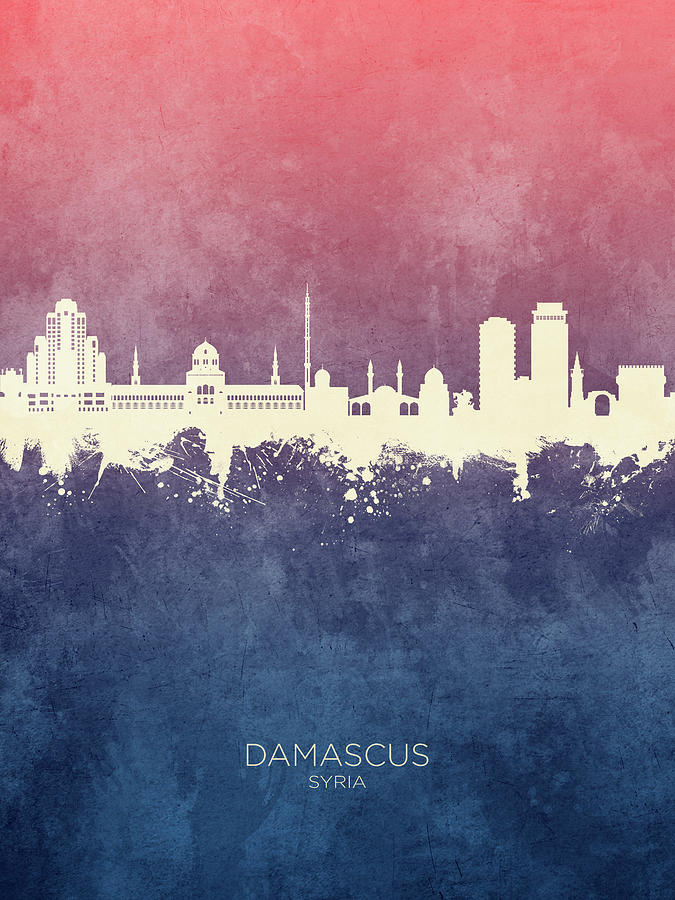 Skyline Digital Art - Damascus Syria Skyline #6 by Michael Tompsett