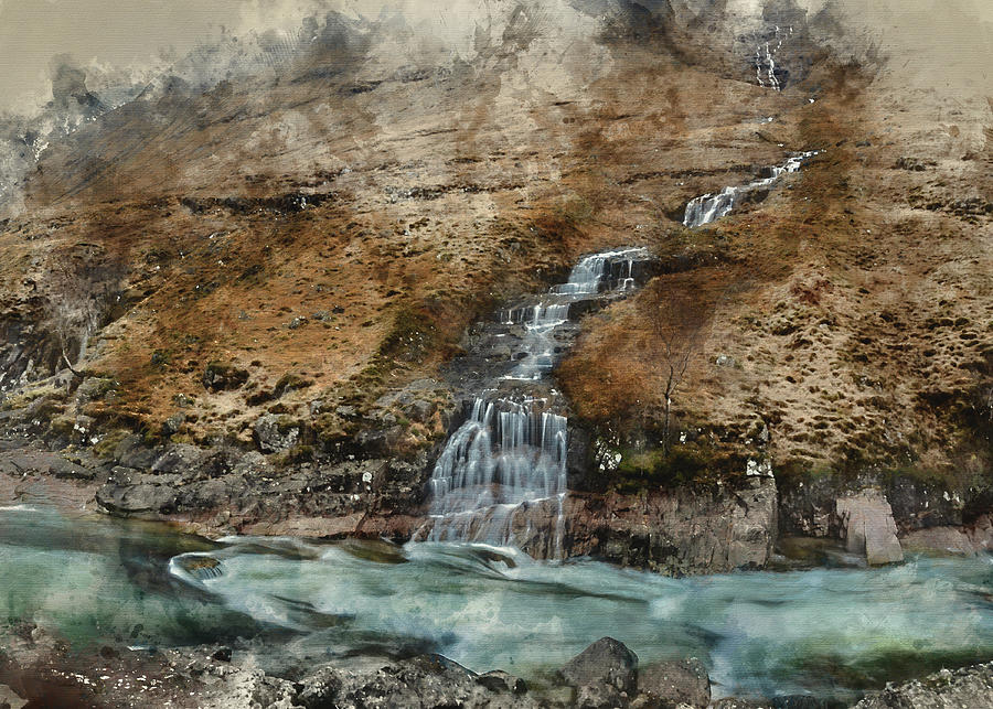 Digital Watercolour Painting Of Stunning Winter Landscape Image Digital Art