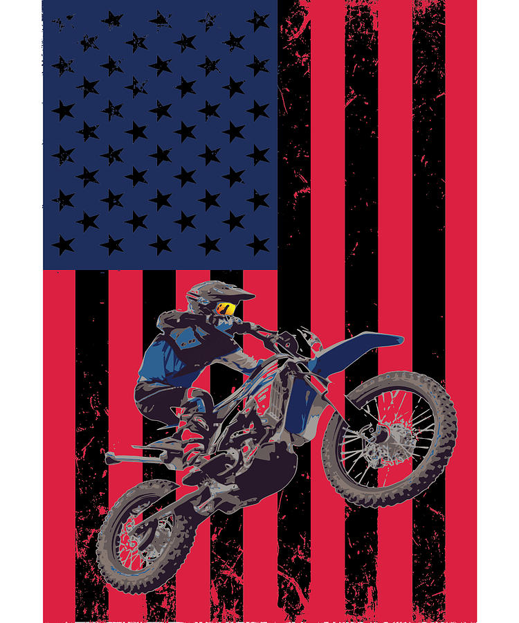 Dirt Biker American Flag USA Digital Art by Michael S - Fine Art America