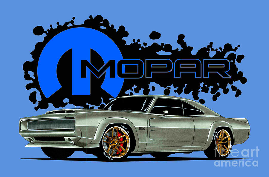 Dodge Charger 1968 Hellephant 426 Hemi Supercharged Mopar Drawing By