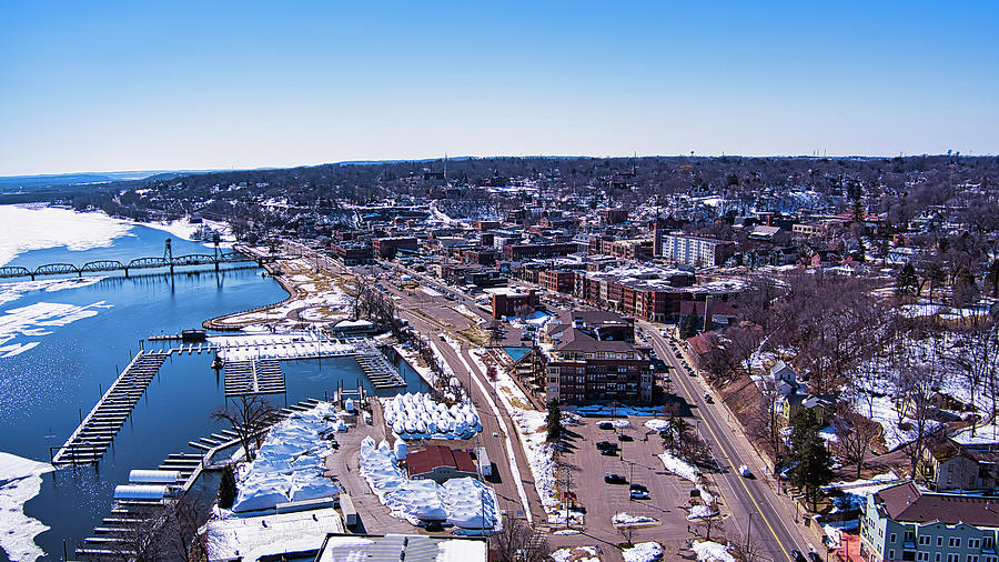 Drone Aerial Pictures Over Stillwater Minnesota Downtown Spring ...