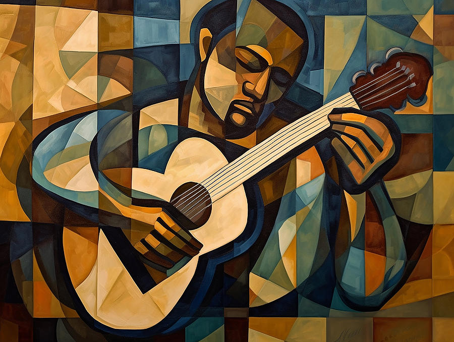 Abstract Mixed Media - Flamenco Guitarist in Cubist Style #6 by Stephen Smith Galleries
