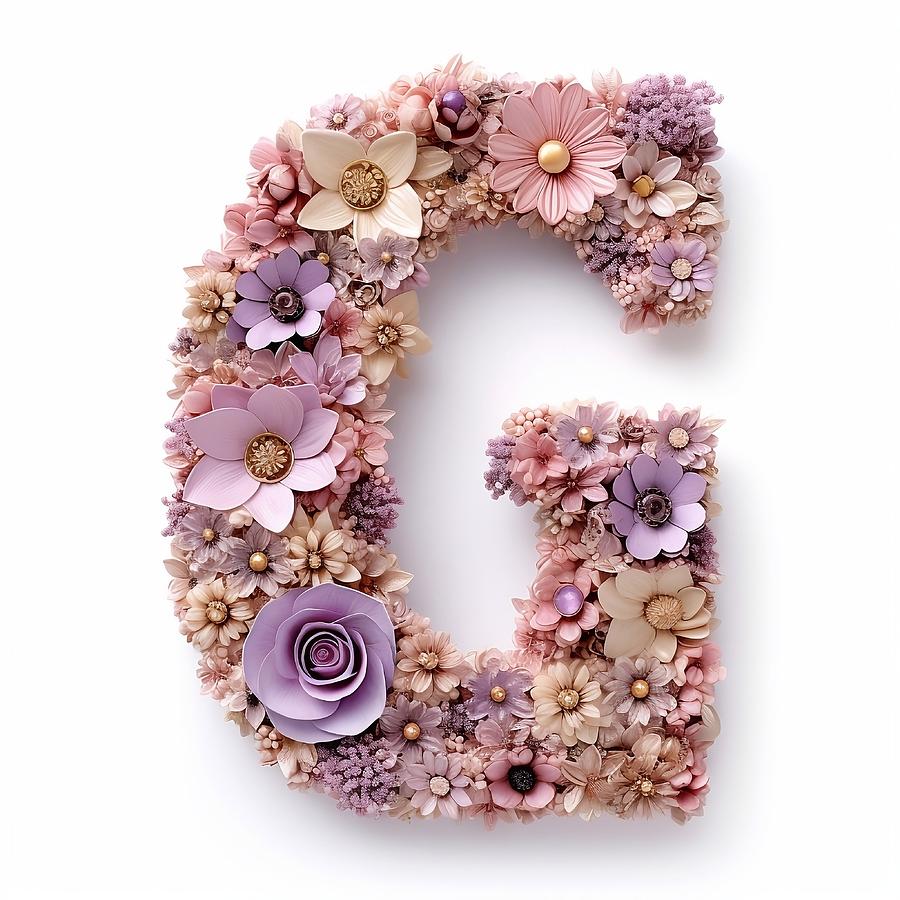 floral letter G of the alphabet Digital Art by Solenia Lazzaro - Fine ...