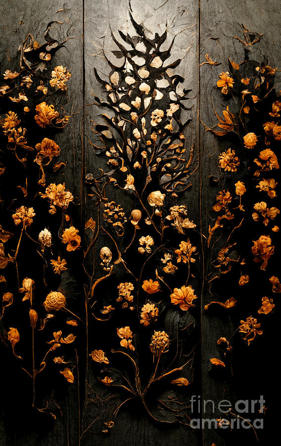 Flower Digital Art - Flowers on Wood #6 by Andreas Thaler