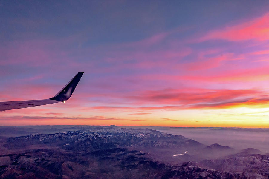 Flying Over Rockies In Airplane From Salt Lake City At Sunset #6 Photograph by Alex Grichenko