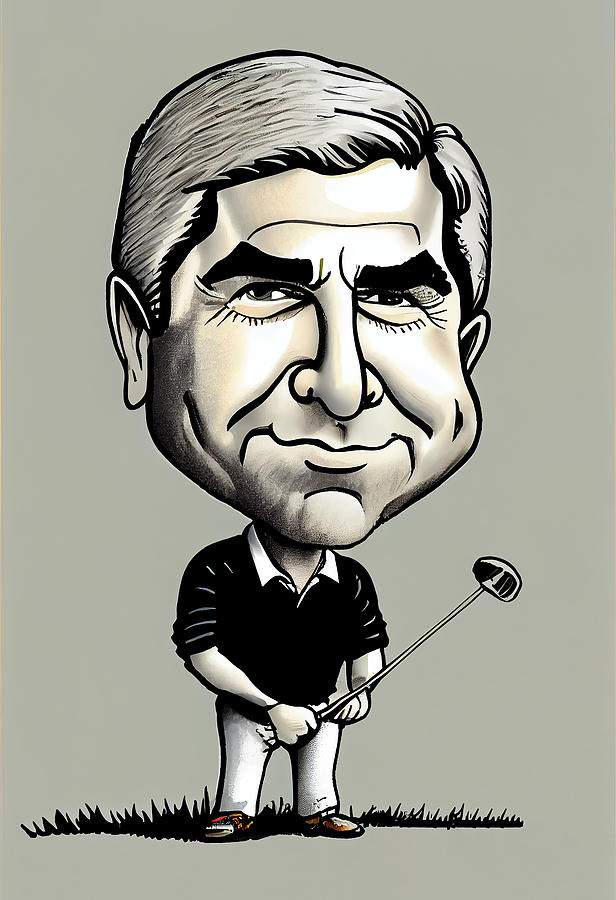 Fred Couples Caricature Mixed Media