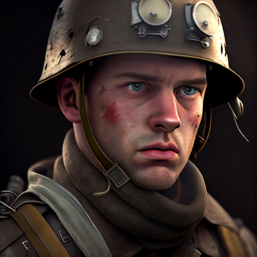 german world war two soldier wearing german hel by Asar Studios ...