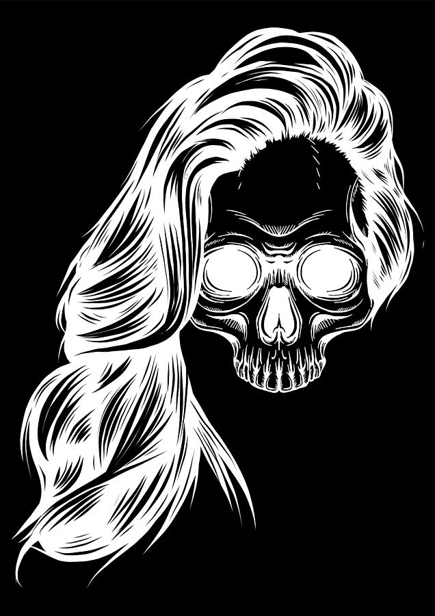 Download Girl with skeleton make up hand drawn vector sketch. Santa muerte woman witch portrait stock ...