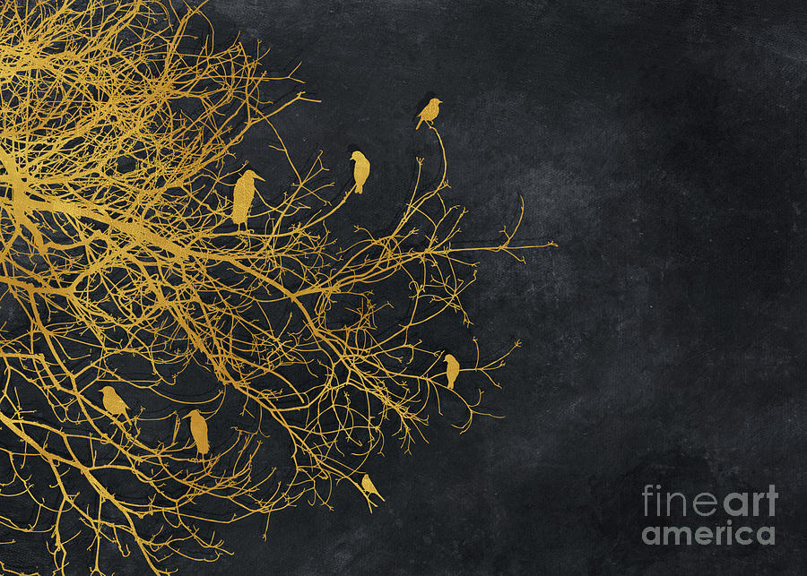 Gold And Black Floral #goldblack #floral #6 Digital Art by Justyna Jaszke JBJart