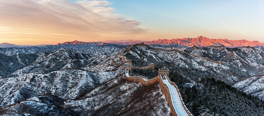 Great Wall of China covered with snow #6 Photograph by Bingdian