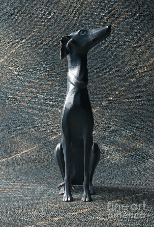 Dog Digital Art - Greyhound Sculpture Tweed Background #6 by Allan Swart