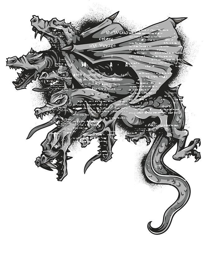 Dragon Digital Art - 6 Headed Dragon by Jacob Zelazny