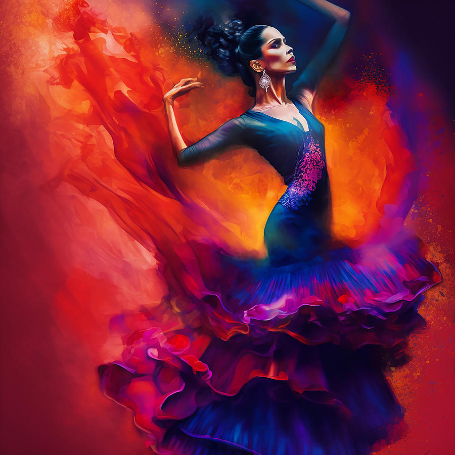 Highly Coloured Flamenco Dancer Mixed Media By Smart Aviation - Fine 