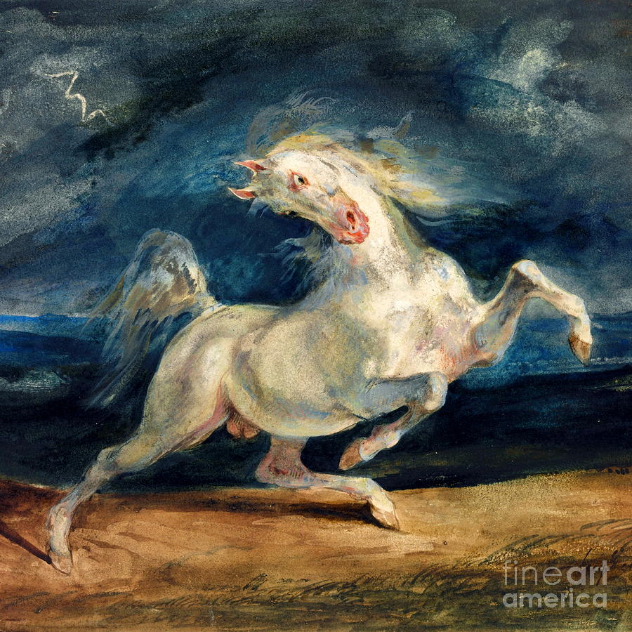 Horse Frightened by Lightning #6 Painting by Eugene Delacroix