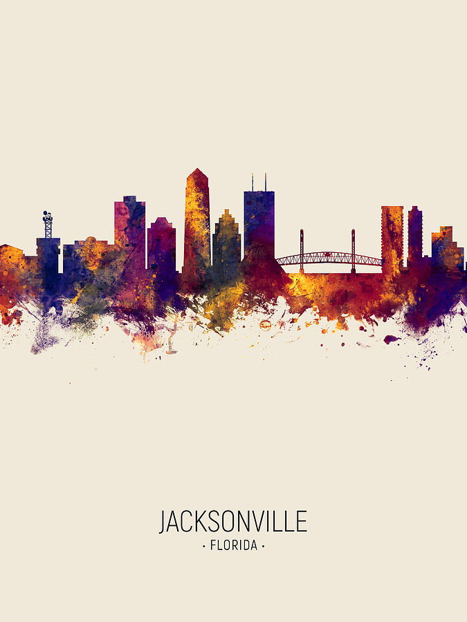 Jacksonville Digital Art - Jacksonville Florida Skyline #6 by Michael Tompsett