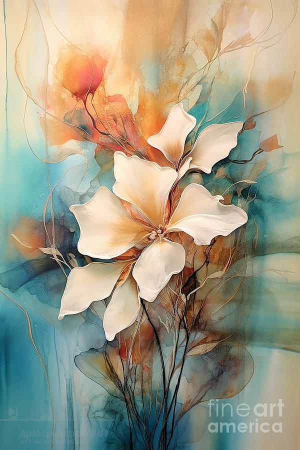 Jasmina - Abstract Flowers In Ink Digital Art