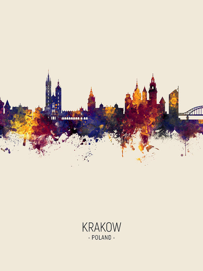 Krakow Poland Skyline #6 Digital Art by Michael Tompsett
