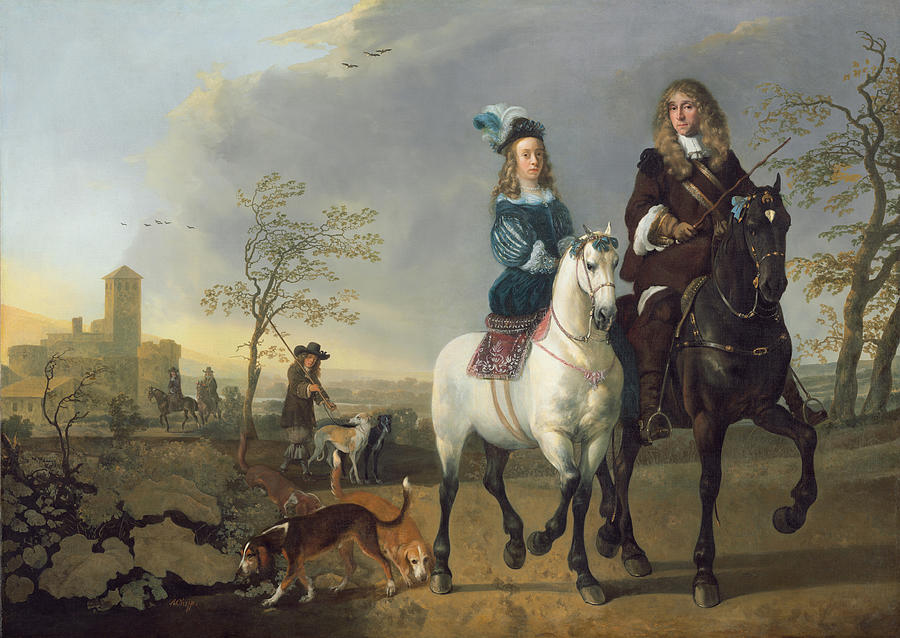 Lady and Gentleman on Horseback #7 Painting by Aelbert Cuyp