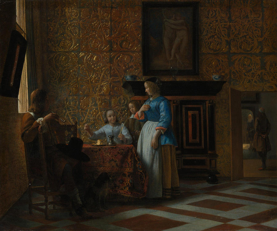 Pieter De Hooch Painting - Leisure Time in an Elegant Setting  #6 by Pieter de Hooch