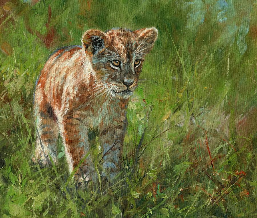 Lion Cub #6 Painting by David Stribbling