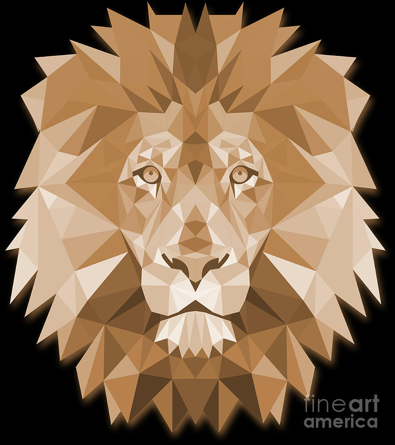 Abstract Digital Art - Lion Head Polygonal Abstract Colors Leo King Gift #6 by Haselshirt