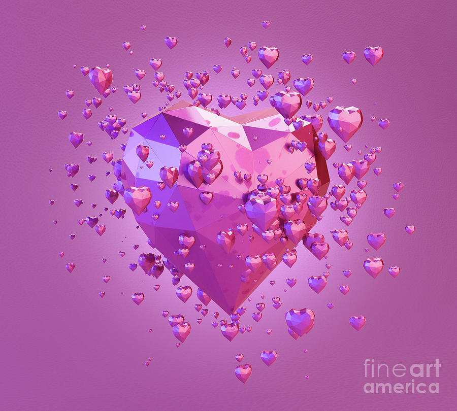 Love Low Poly Hearts Digital Art