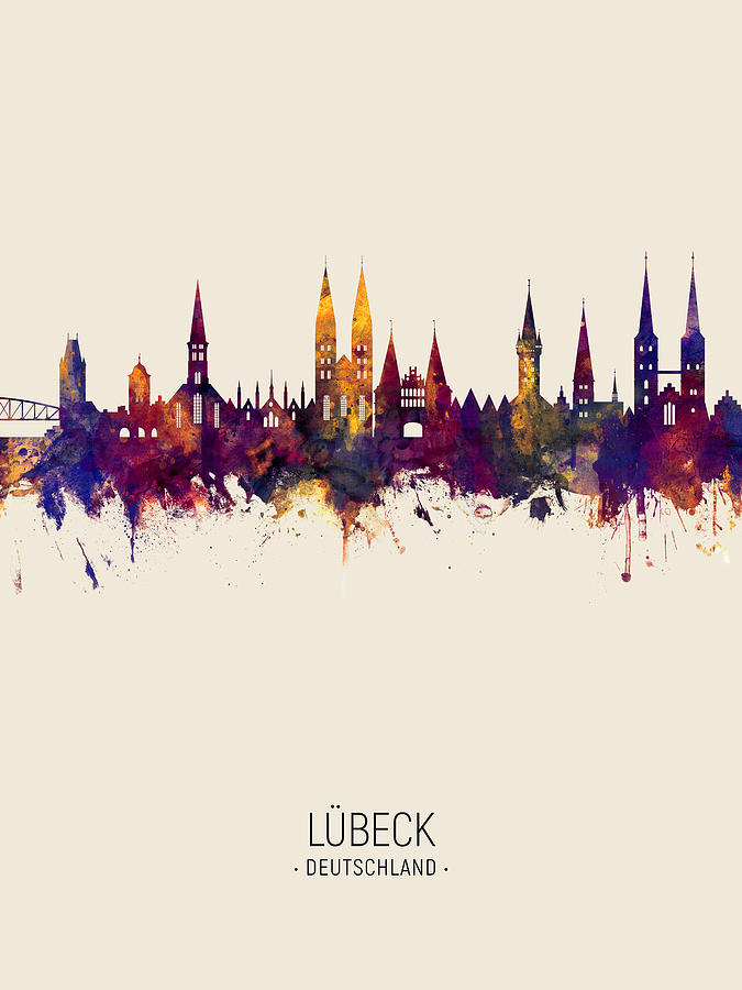 Lubeck Germany Skyline Digital Art by Michael Tompsett - Pixels