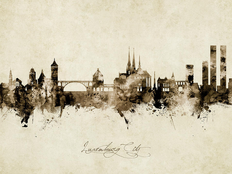 Luxembourg City Skyline #6 Digital Art by Michael Tompsett
