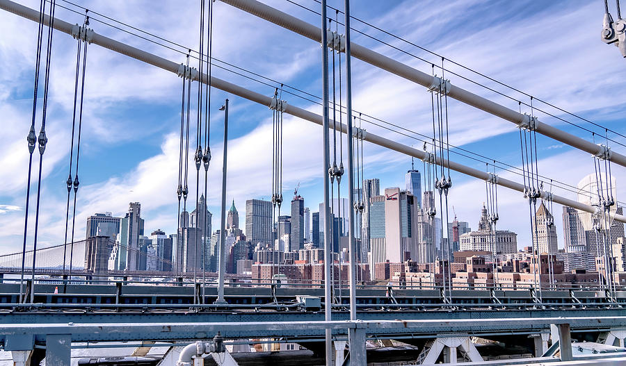 Manhattan Bridge And New York City Skyline #6 Photograph by Alex Grichenko