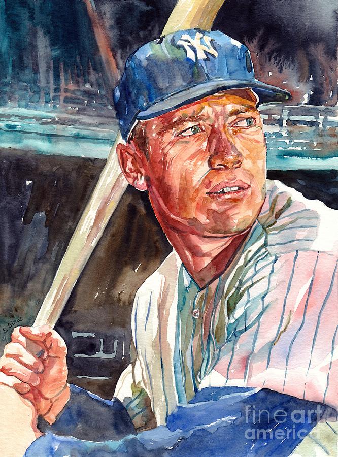 Mickey Mantle Painting - Mickey Mantle portrait #6 by Suzann Sines