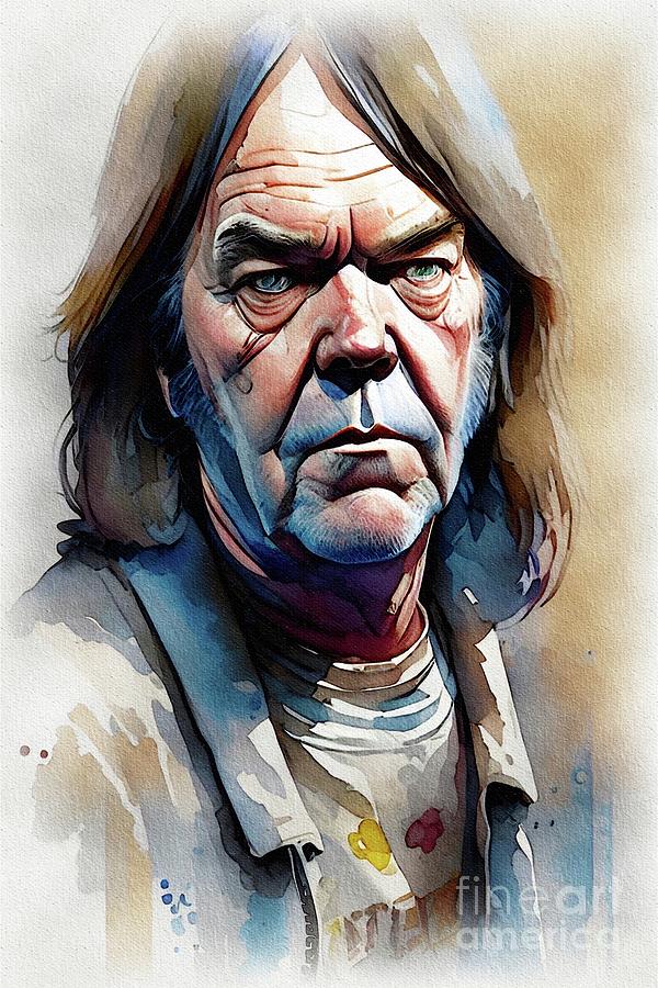 Neil Young, Music Legend Painting by John Springfield - Fine Art America