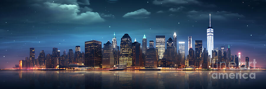 New York City USA looks crystal clear under by Asar Studios #6 Painting by Celestial Images