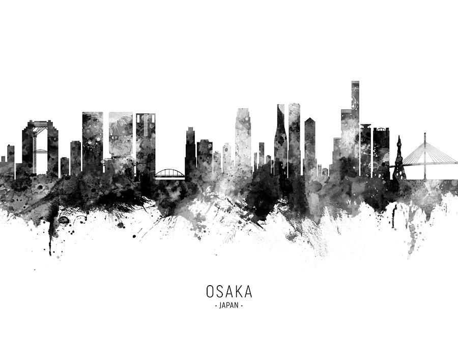 Osaka Japan Skyline #6 Digital Art by Michael Tompsett