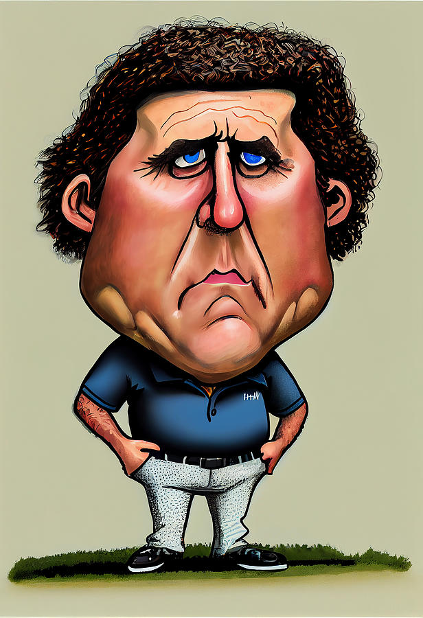 Phil Mickelson Caricature Mixed Media